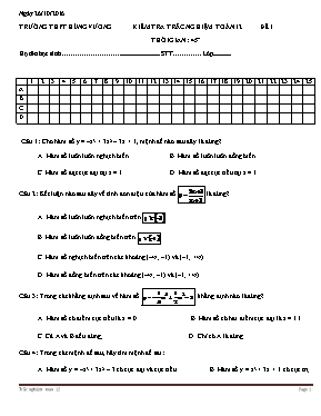 Kiểm tra trắc nghiệm Toán 12 - Đề 1